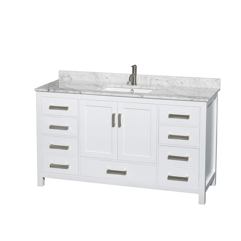 Wyndham Collection Sheffield 60" Freestanding Vanity Set with Hardwood