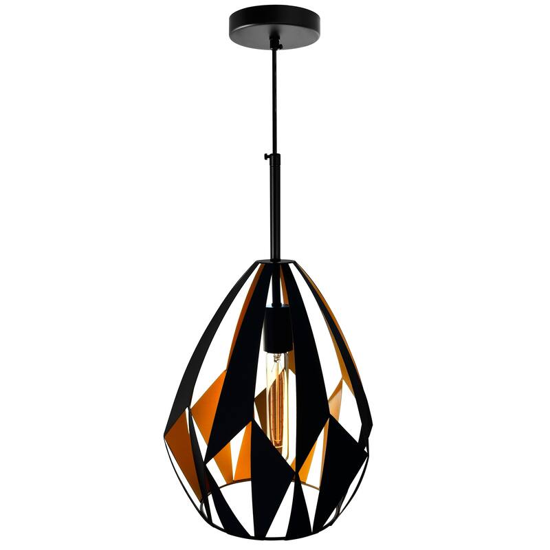 Oxide 1 Light 12in Black & Copper Down Pendant - Black/Copper