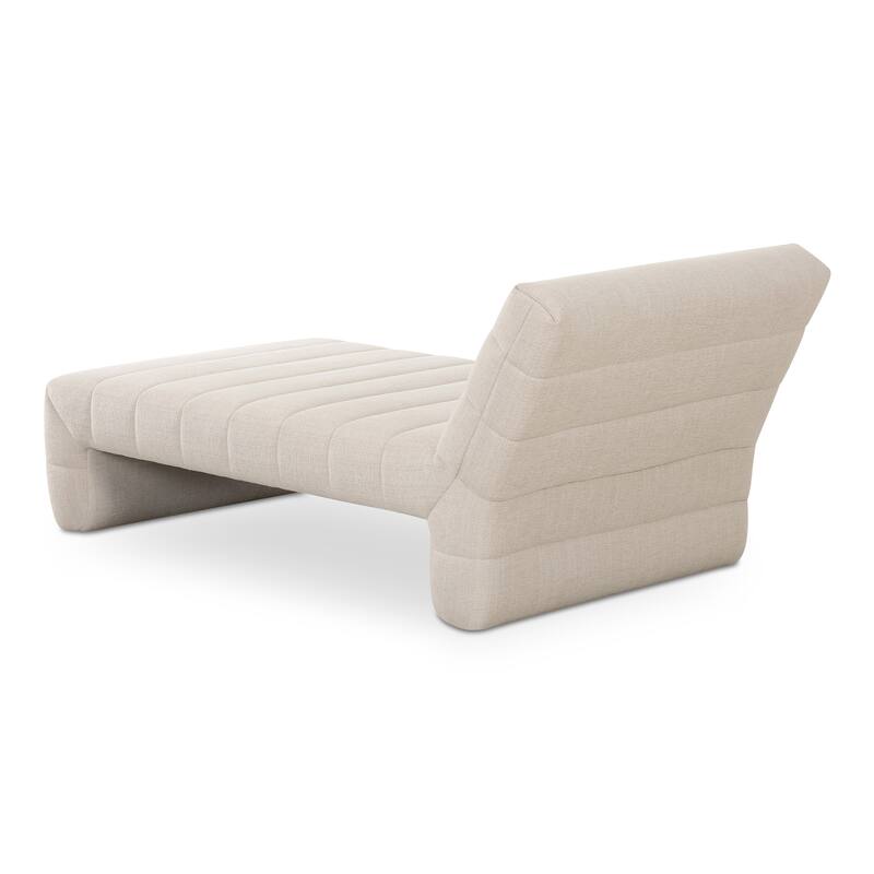 NADAAL STUDIOS Celestine Chaise, Plump Channel-Tufted Form in Velvet Upholstery, Warm Brown