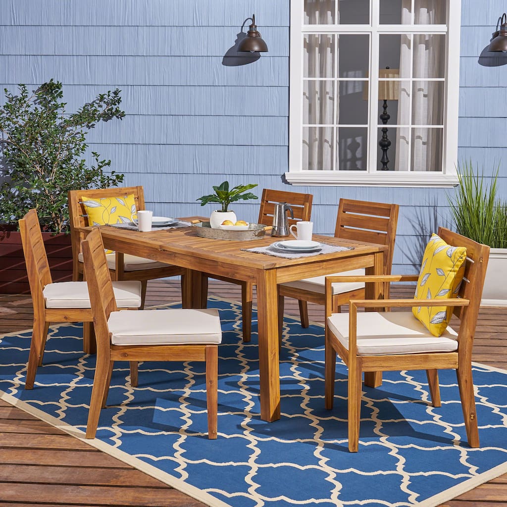 Nestor Outdoor 6-Seater Acacia Wood Expandable Dining Set by Christopher Knight Home