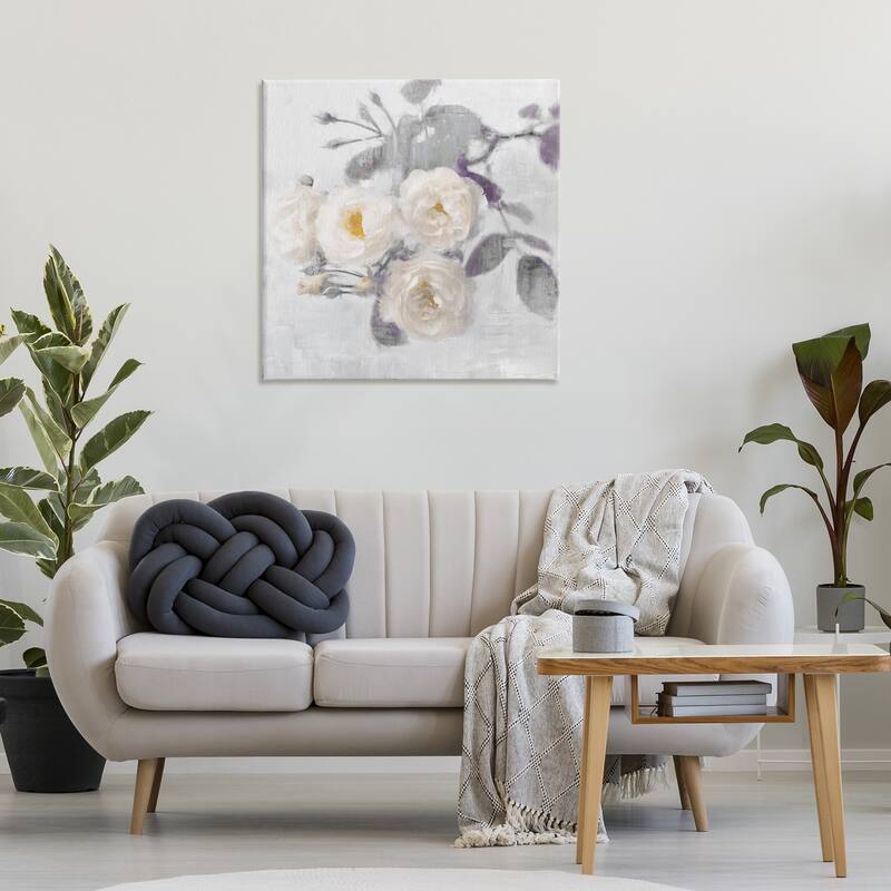 Stupell White Blooms on Grey Canvas Wall Art Design By Emily Ford