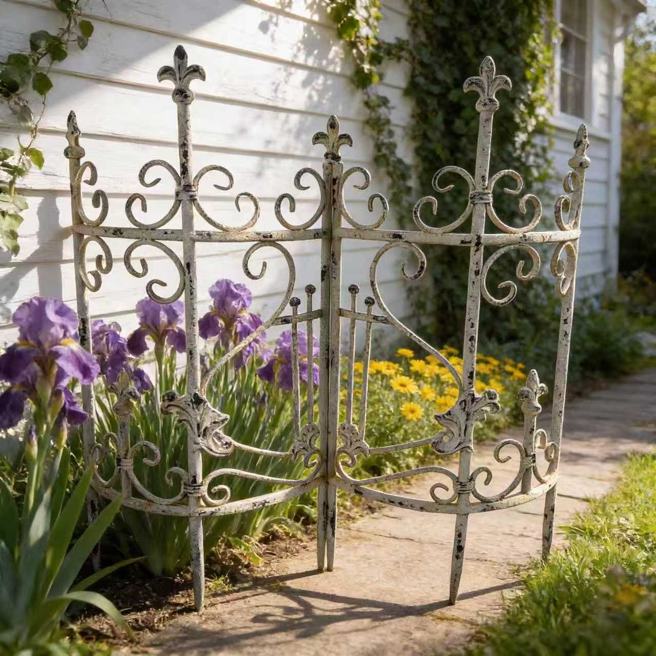GDFStudio Peregrine 31" Iron Garden Fence Panel with Anti-Rust Coating Vintage Style Fence Pannels