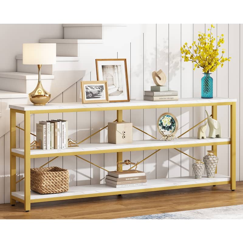 Extra Long Sofa Console Table with Storage for Entryway