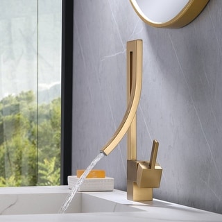 Brushed Gold Square Single Hole Single Handle Bathroom Faucet - Bed ...