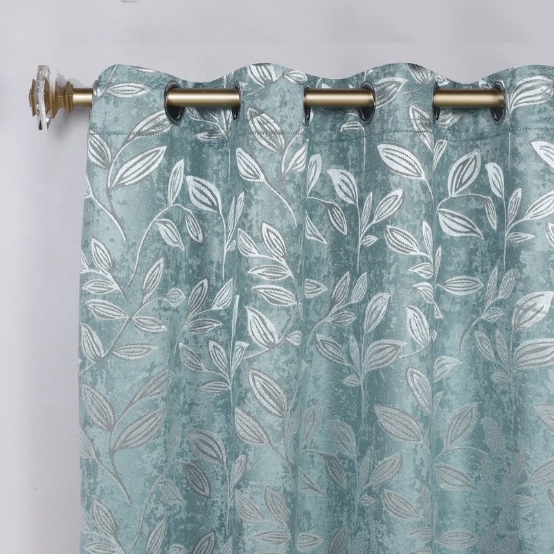 Superior Modern Bohemian Leaves Room Darkening Curtains with Grommets