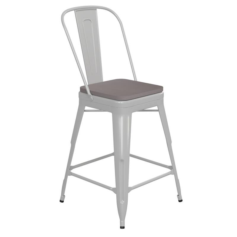 All-Weather Commercial Counter Stool with Removable Back & Poly Resin Seat