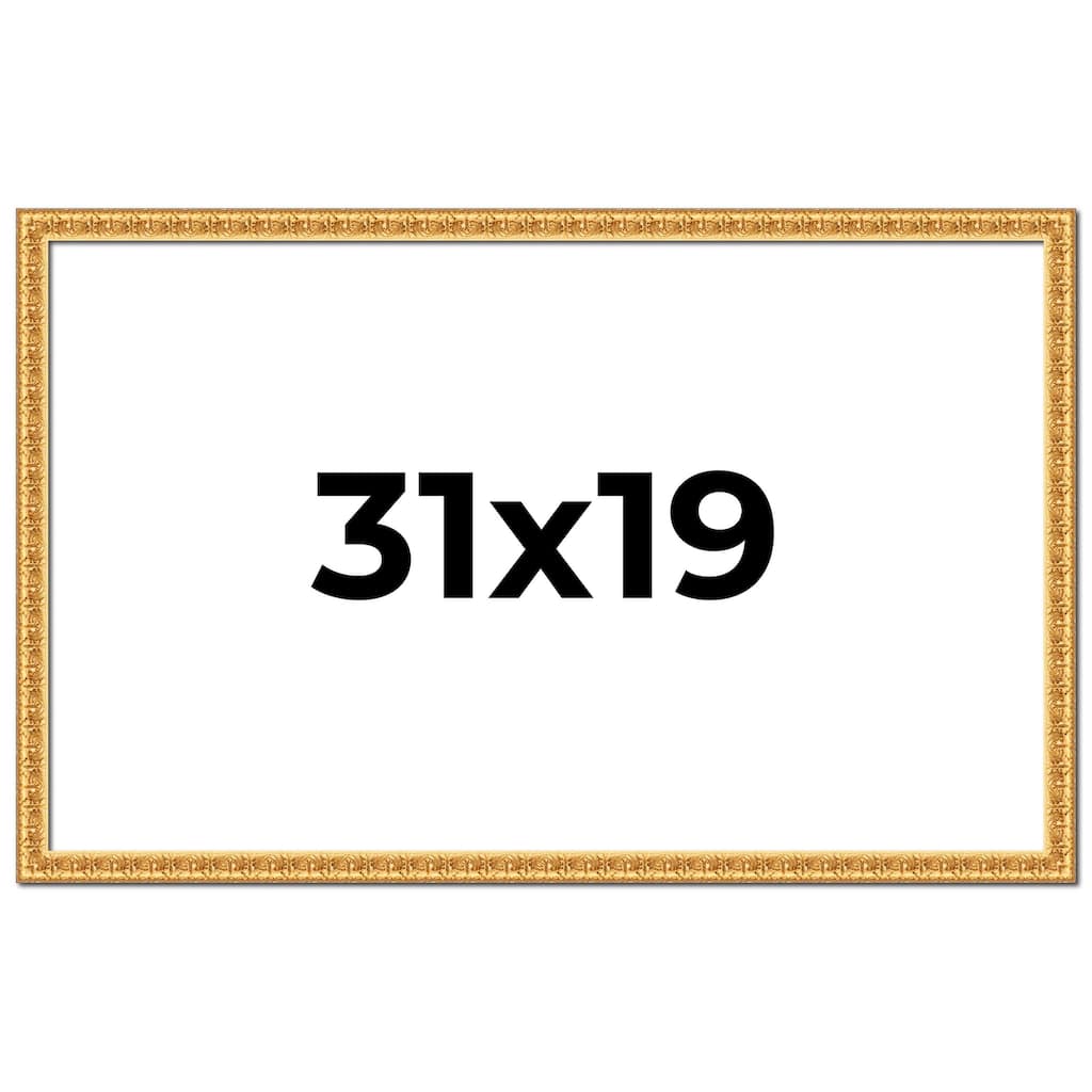 31x19 Frame Gold Real Wood Picture Frame Width 1 inches | Interior