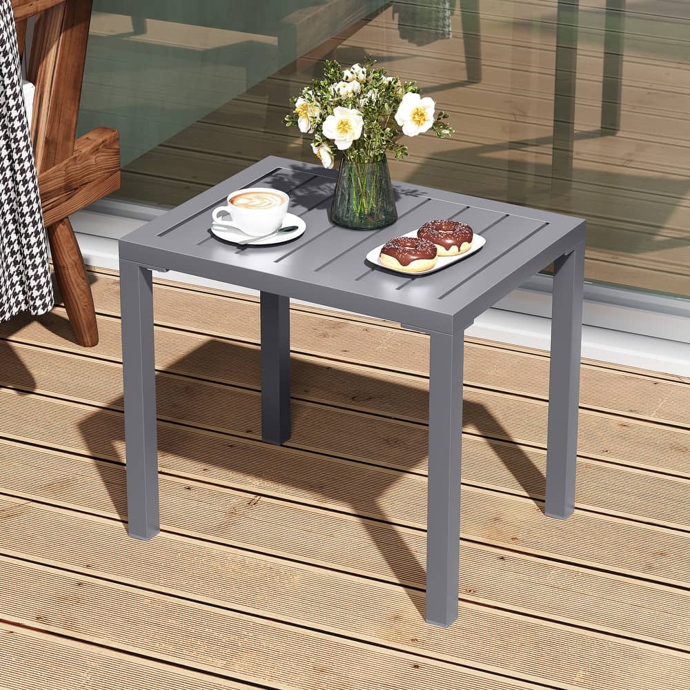 VredHom Outdoor Aluminum Patio Side Table - 18.1 in L * 13.8 in W * 15.7 in H