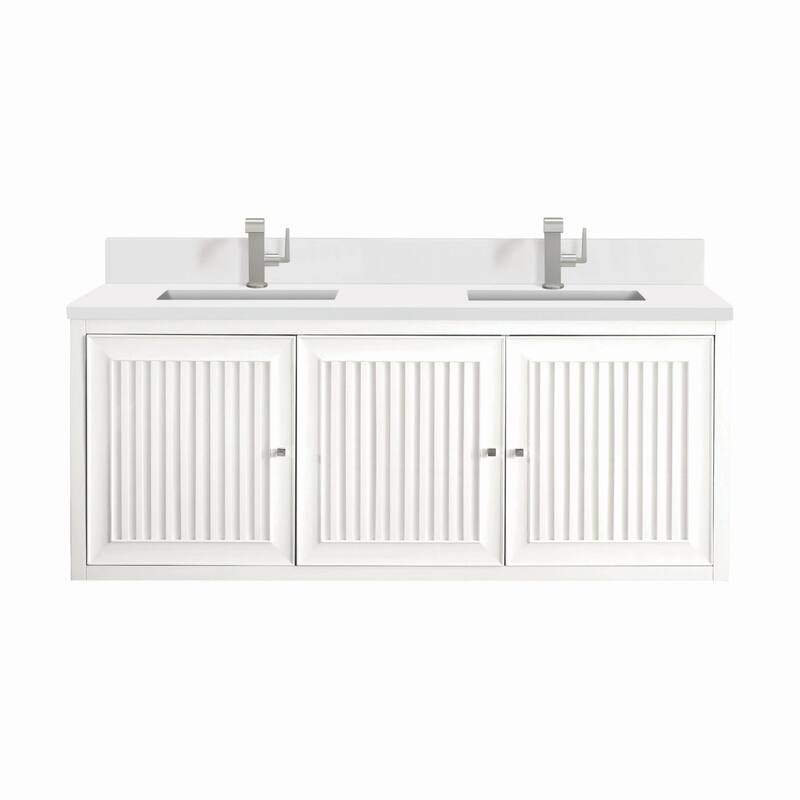 James Martin Vanities E645-V60D-1WZ Athens 60" Double Basin Poplar