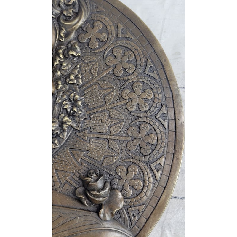 Art Nouveau Female Portrait Bronze Metal Hanging Wall Plate Plaque Signed Art By Milo