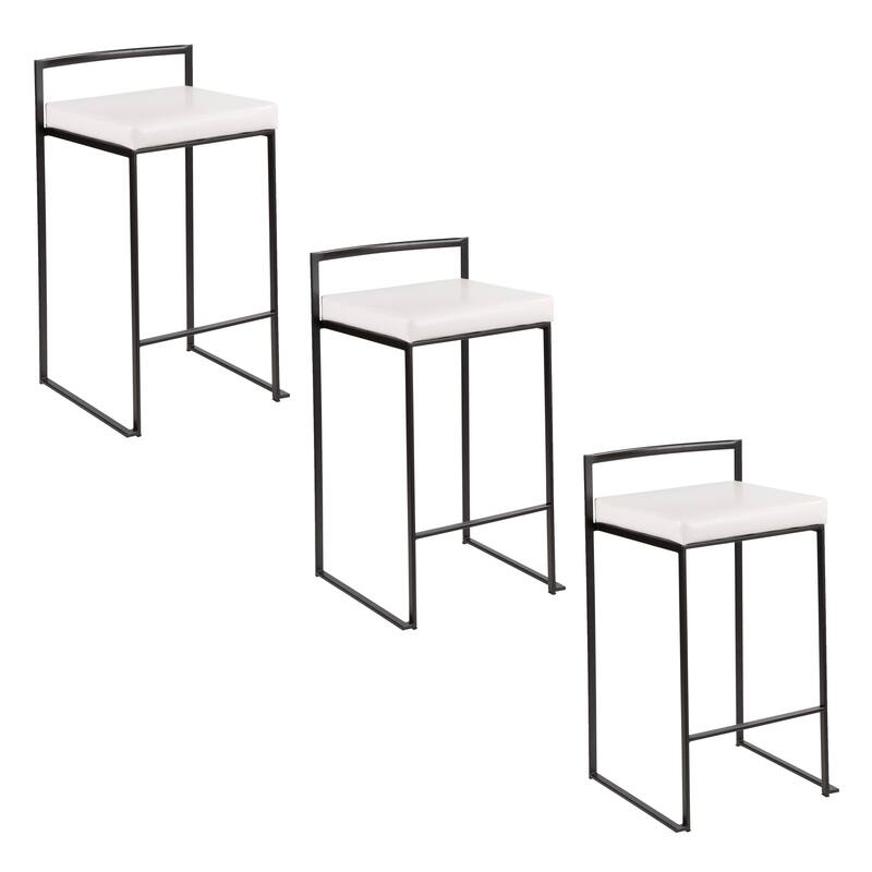 Porch & Den Forrest Black Stackable Fully Welded Counter Stool (Set of 3)