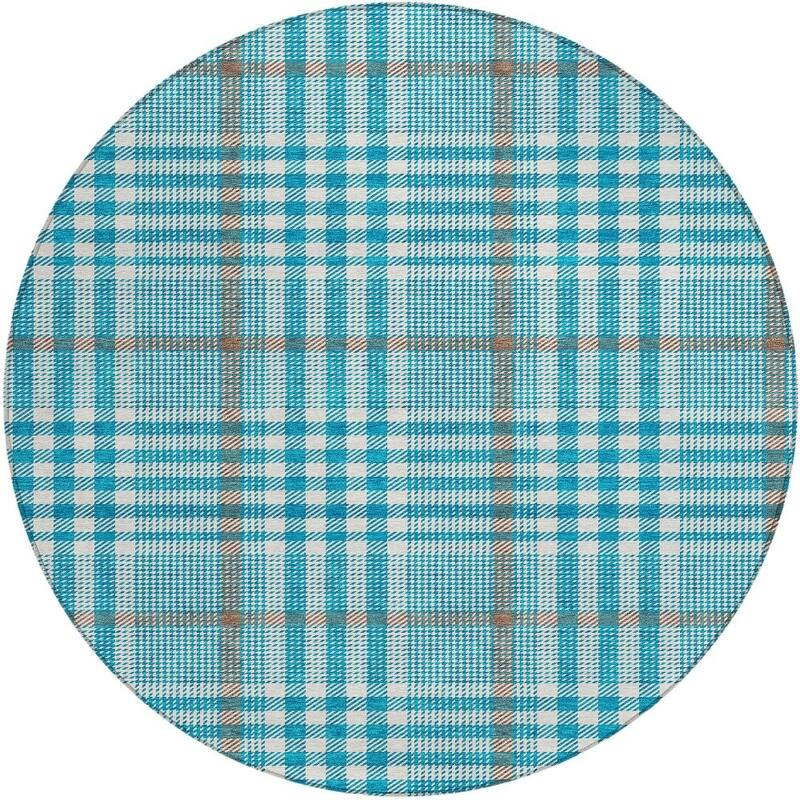 HomeRoots Plaid Transitional Rectangle Outdoor Rug