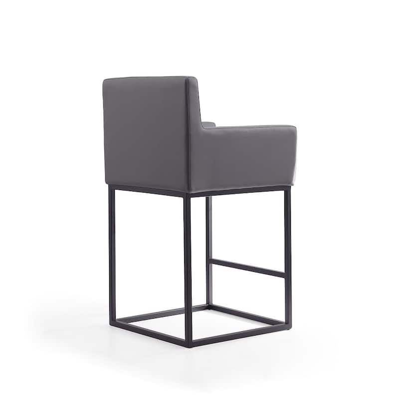 Manhattan Comfort Ambassador 38 in. Black Metal Counter Height Bar Stool (Set of 2)