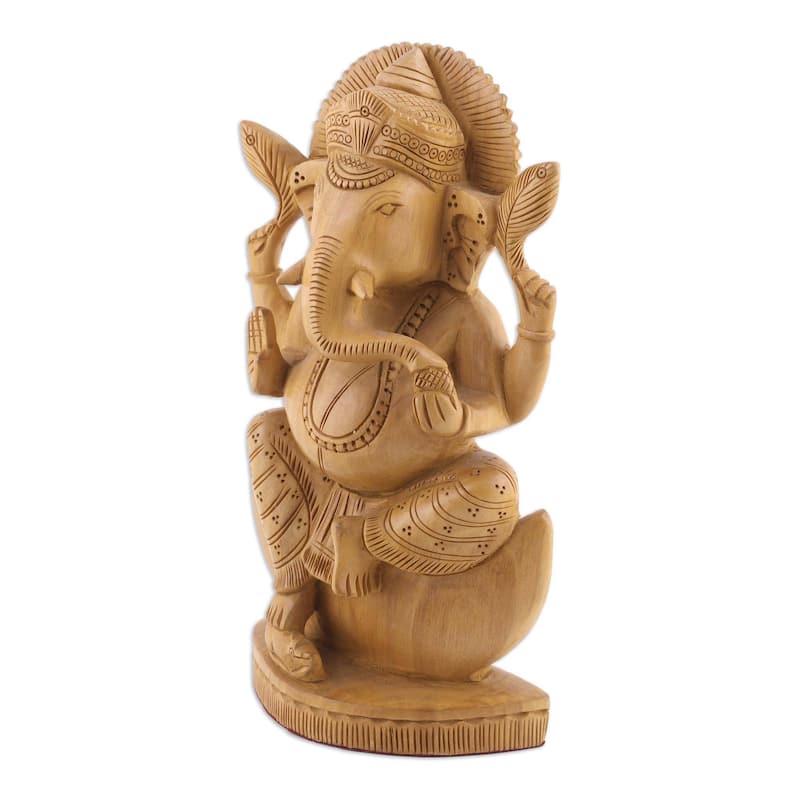 Wood sculpture, 'Deva Ganesha'