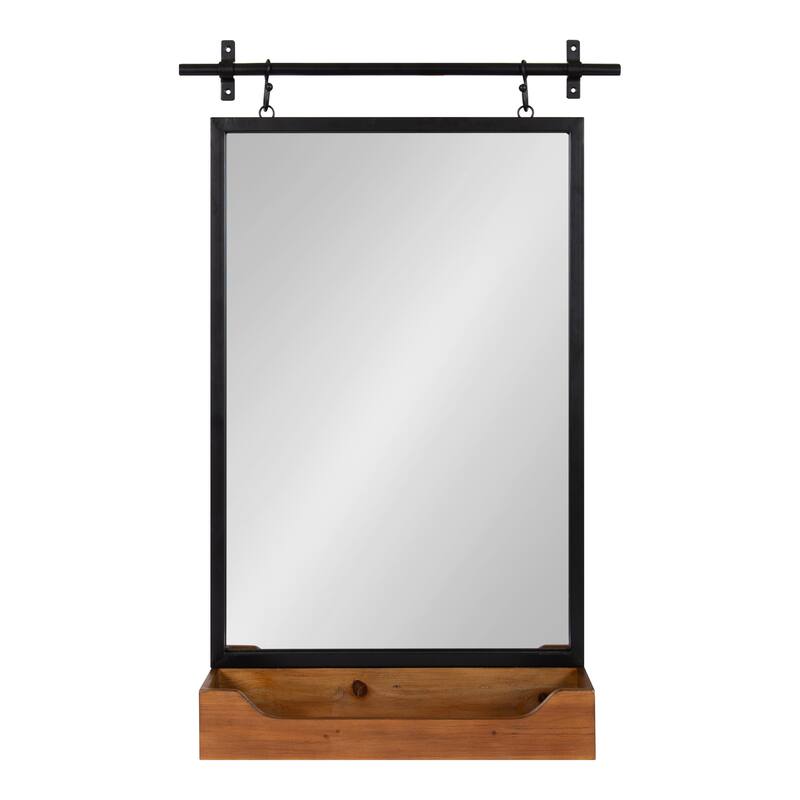Kate and Laurel Gammons Hanging Farmhouse Wall Mirror with Lower Shelf