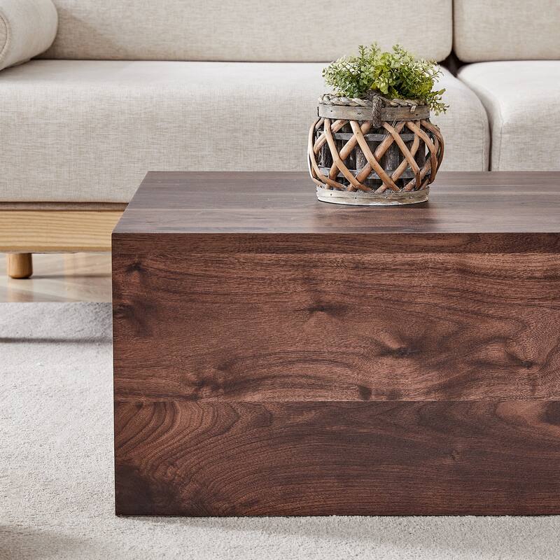 Modern Minimalist Coffee Table, Luxury Coffee Table, Stylish Coffee Table with Walnut Wood Grain Sticker, for Living Room