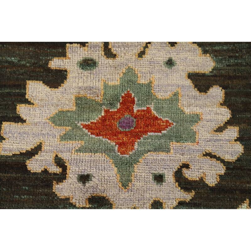 Hand Knotted Oriental 100% Wool Carpet Transitional All-Over Brown Oushak Area Rug - 9' 9'' X 8' 1''