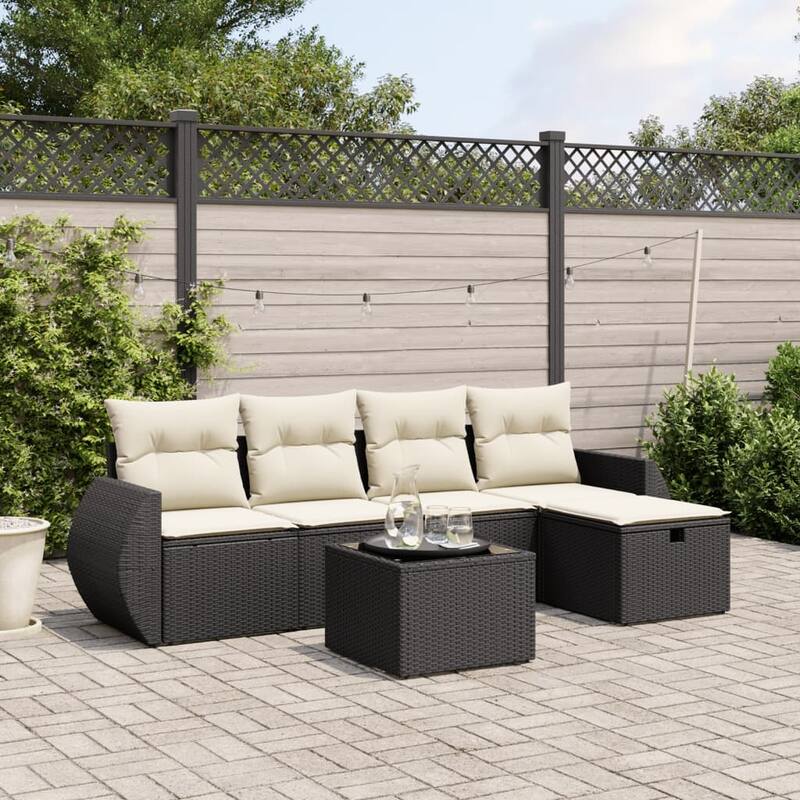vidaXL Garden Sofa Set - Black and cream Large  - form2