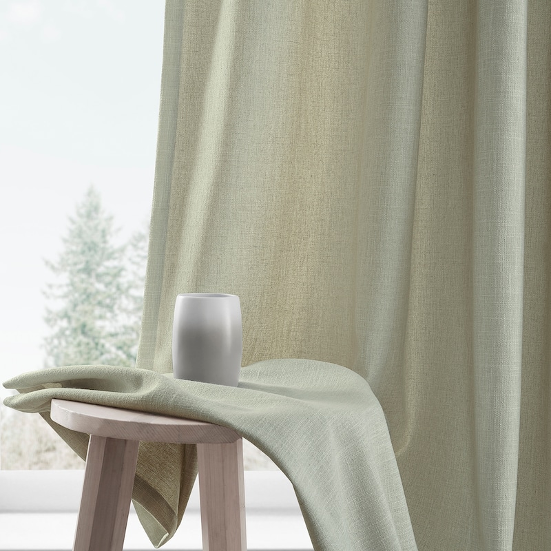 Exclusive Fabrics Basic Faux Linen Curtain Pair - 2 Panels - Light Filtering Window Curtains