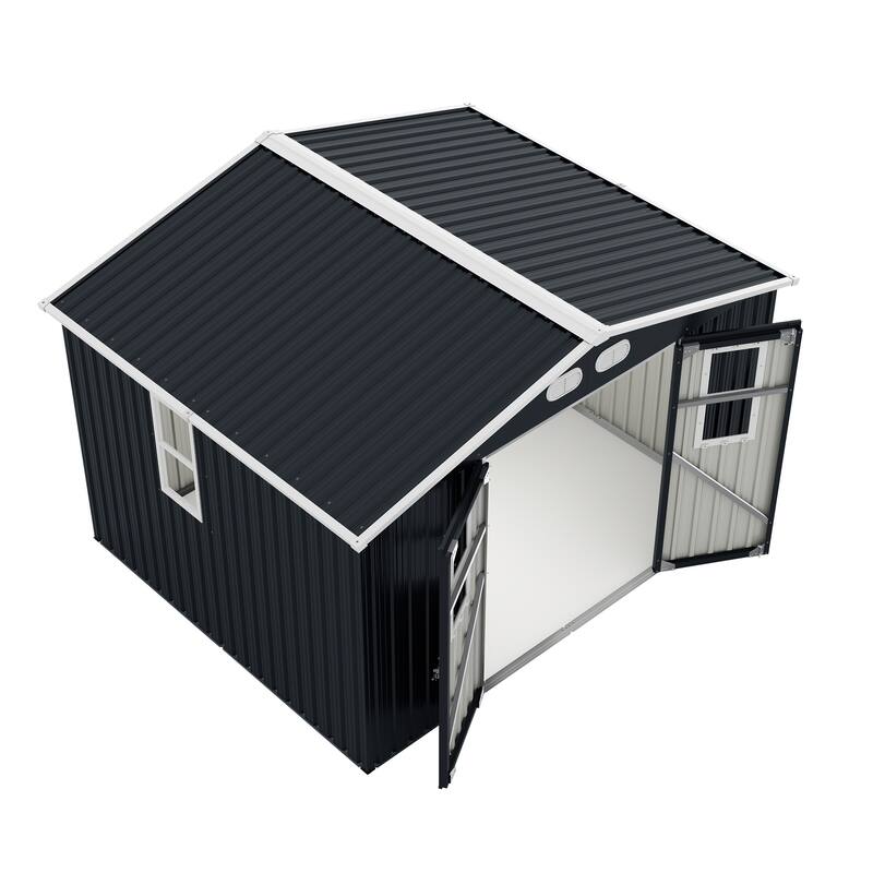 8x10 Outdoor Storage Shed with 4 Daylight Windows and Lockable Doors