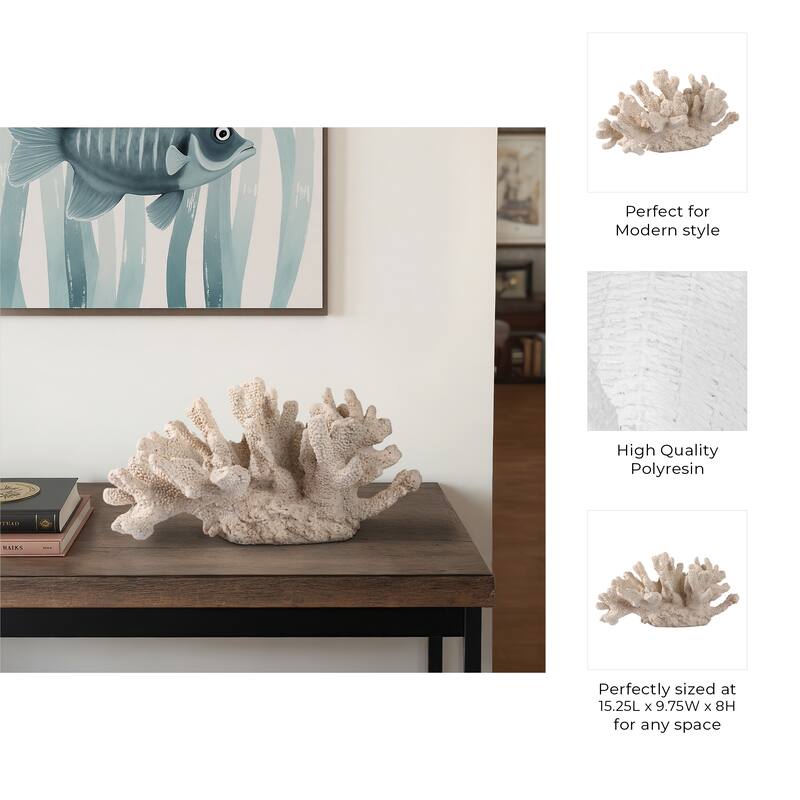 Polyresin Sculpture Coral Reef Textured Modern Accent - 8" Ivory - 15.25" x 9.75" x 8"