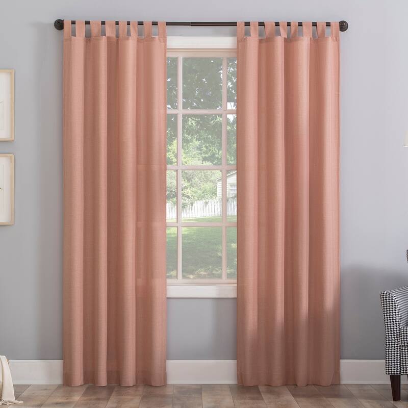 No. 918 Jacob Heathered Texture Semi-Sheer Tab Top Curtain Panel, Single Panel - 40" x 63" - Rosewater Pink