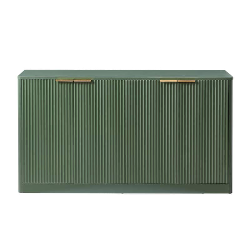 59" Modern Wavy 4 Doors Storage Cabinet With Storage Function