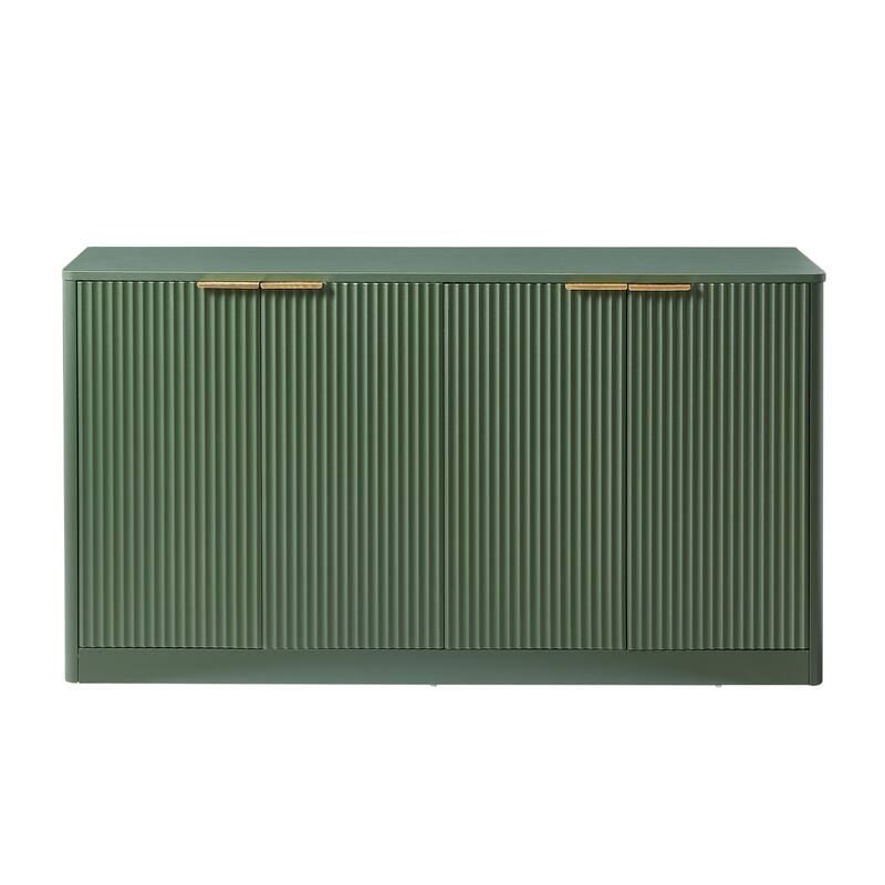 59-Inch Modern Wavy Sideboard, Curved Storage Cabinet with 4 Doors for Living Room, Kitchen & Bedroom