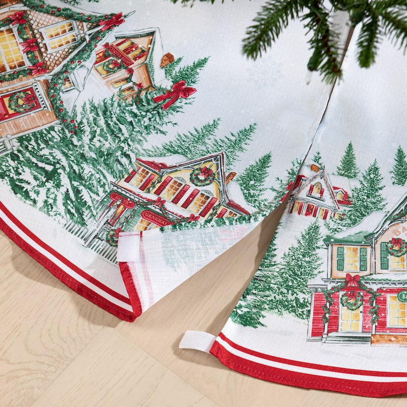 Storybook Christmas Village Holiday Round Tree Skirt - 48"x48"