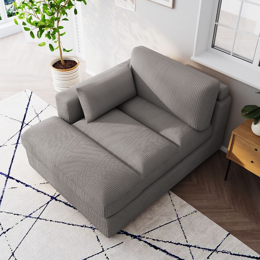 Oversize Corduroy Chaise Lounge Modular Sectional Sofa with Pillow