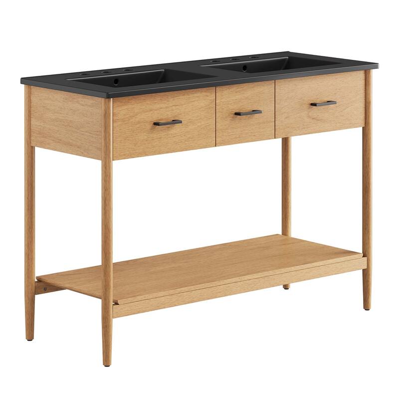 Zaire 18"/24"/30"/36"/48" Bathroom Vanity with Black Sink Top