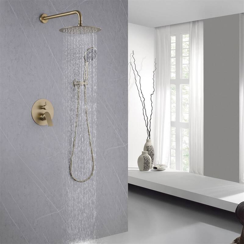 Wall Mount Shower Faucet with Hand Shower 9.84 Inch Shower System with Pressure Balance Valve