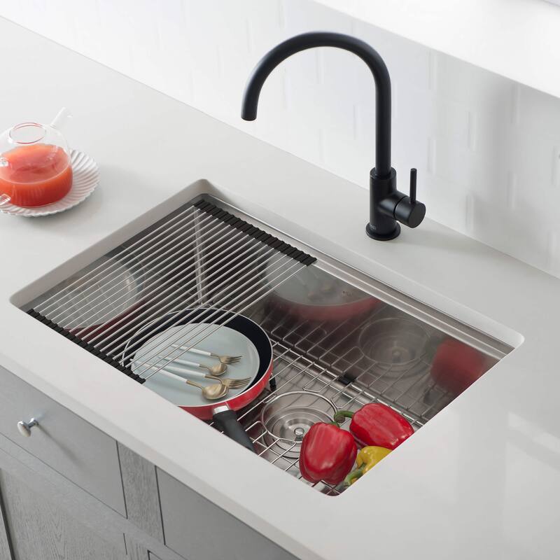 27" Handcrafted 316 Stainless Steel Single Bowl Workstation Undermount Kitchen Sink