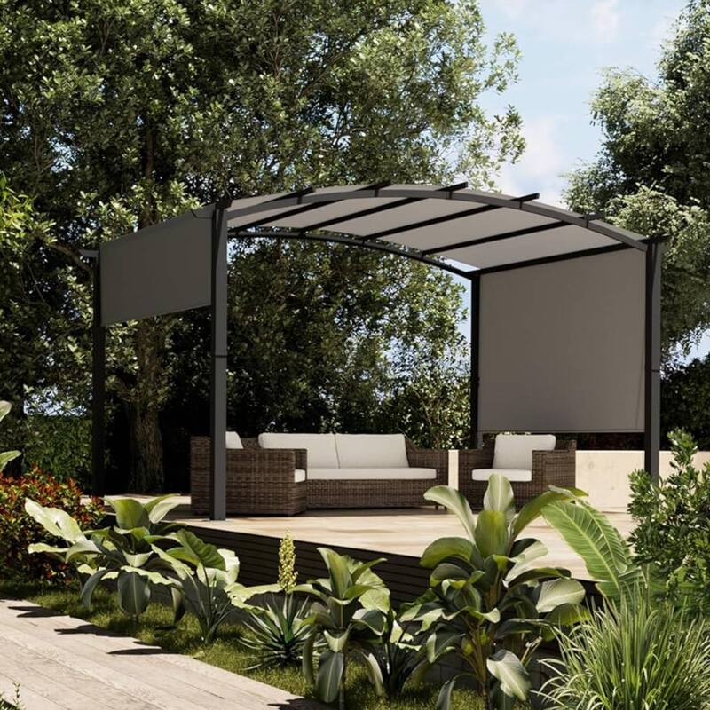 13x9 FT Outdoor Patio Arched Pergola Gazebo for Backyard Garden Porch Lawn