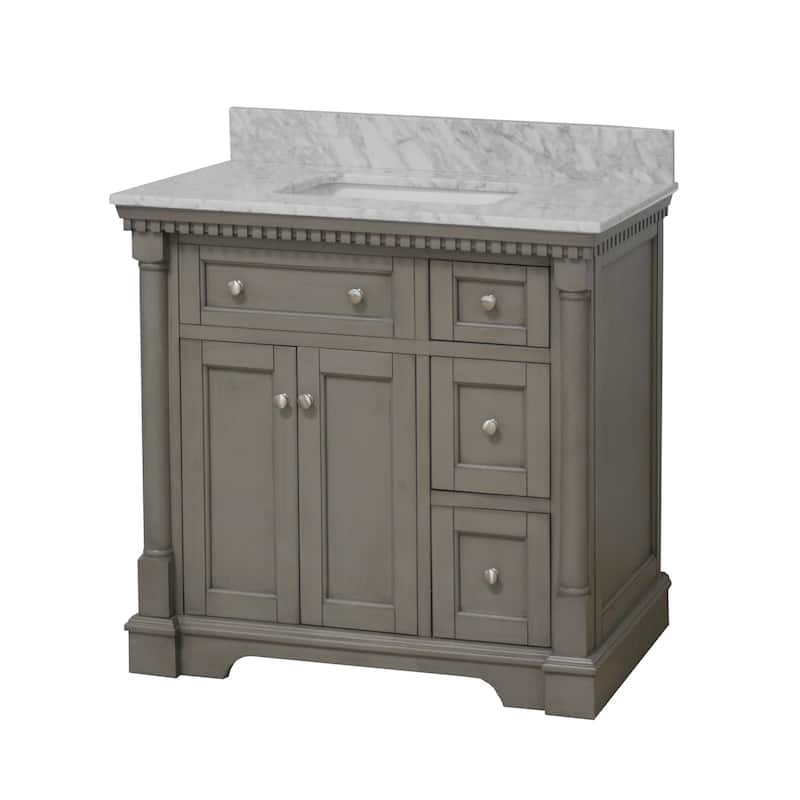 KitchenBathCollection Sydney 36" Bathroom Vanity with Carrara Marble Top