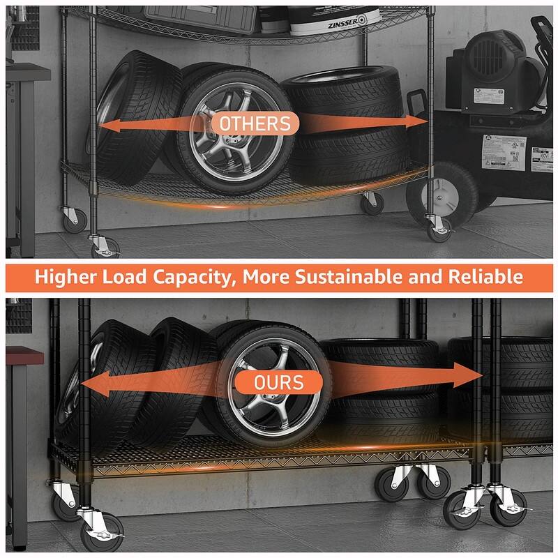 Industrial Metal Shelving, 4-Tier Storage Rack for Garage, Pantry, Warehouse and Basement