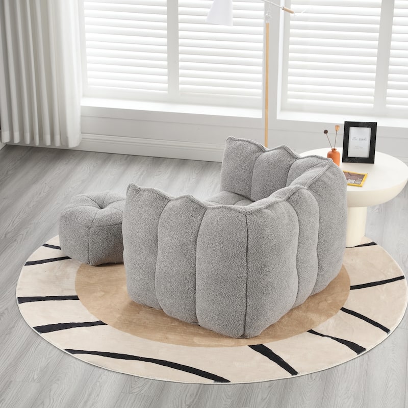 Soft Comfy Accent Chair with Ottoman,High Resilient Foam,Chenille Fabric