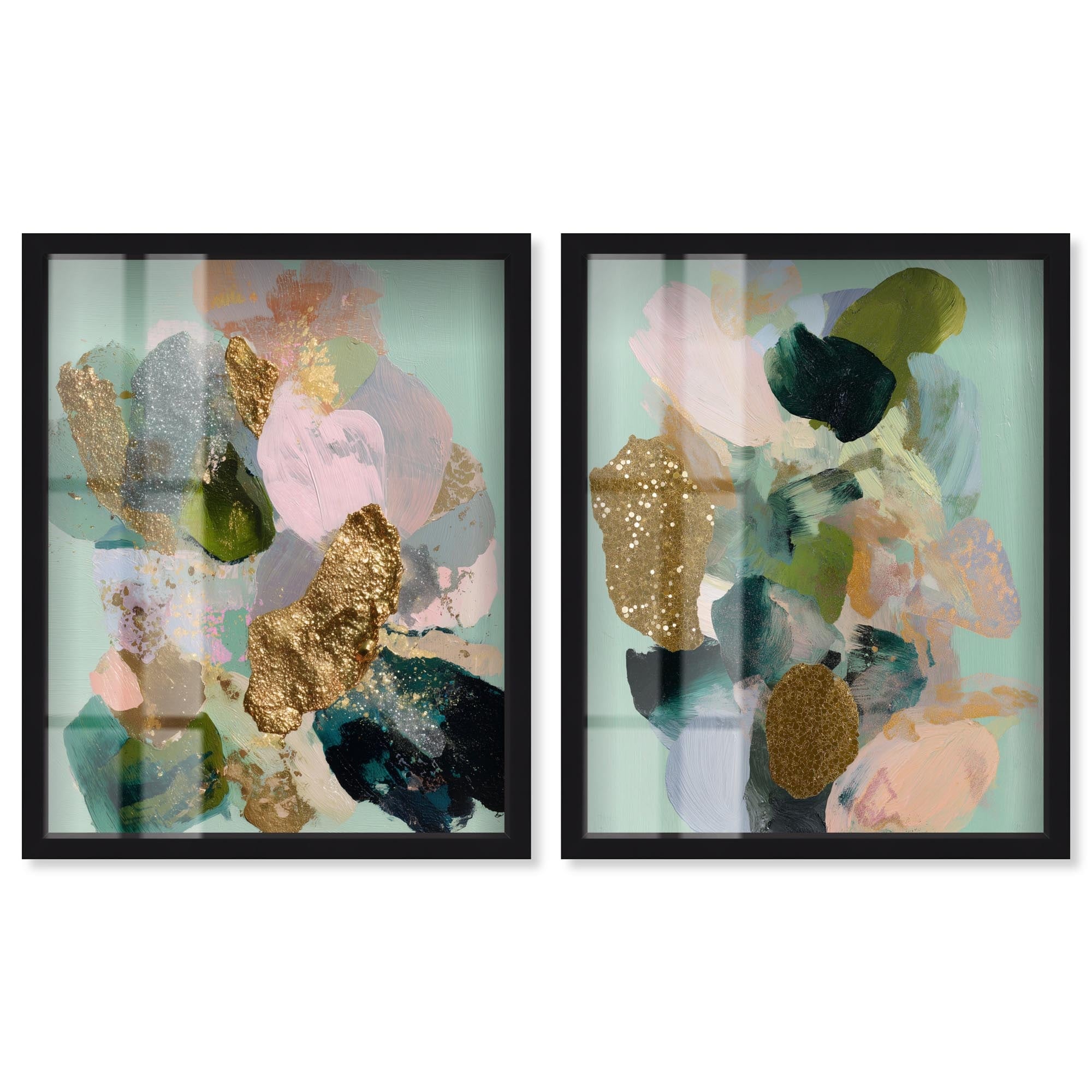 Gilded Botanical Dream Boho Decor Set of 2 Shadowbox Print by Art Remedy