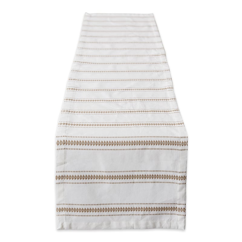 DII French Blue Zig Dobby Stripe Table Runner - Table Runner, 14x72" - Stone