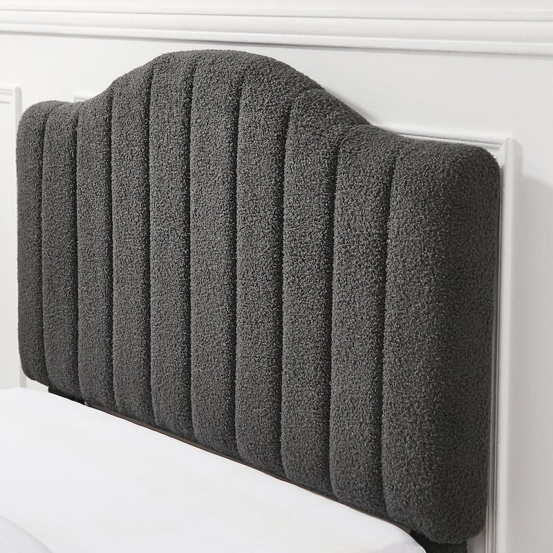 VECELO Upholstered Bed Frames, Platform Beds with Height Adjustable Teddy Fabric Headboard, 7.9'' Under Bed Space