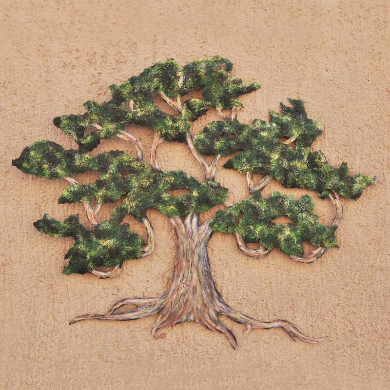 Handmade Steel Ancient Shade Tree Wall Art (Mexico)