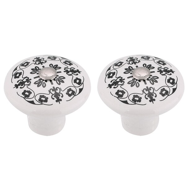 2pcs Ceramic Knobs Vintage Knob Drawer Print Puller Handle for Furniture Cabinet Cupboard Wardrobe Dresser Decorative, #1
