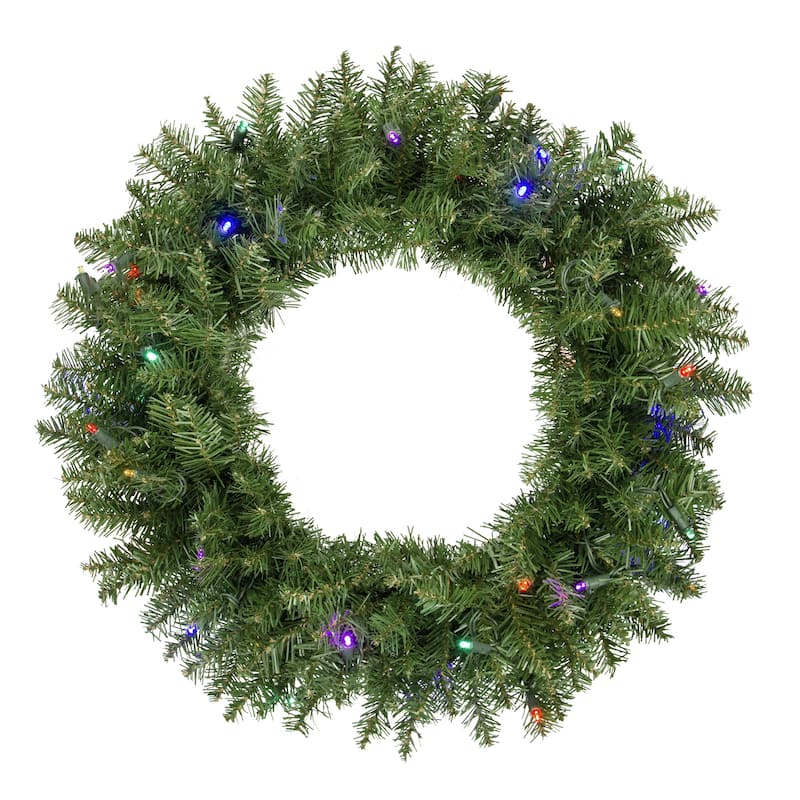 Rockwood Pine Artificial Christmas Wreath, 24-Inch, Multi LED Lights