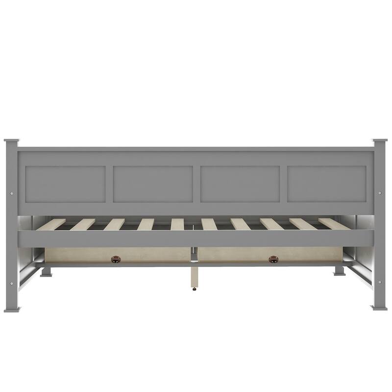 Modern Pine Wood Twin Size Daybed w/2 Drawers, X-shaped Bed Frame Low-Profile Platform Bed for Bedroom/Apartment