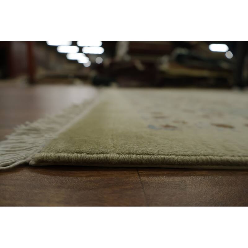 Hand Knotted Oriental 100% Wool Carpet Traditional Floral Beige & Ivories Kashan Area Rug - 10' 10'' X 8' 2''