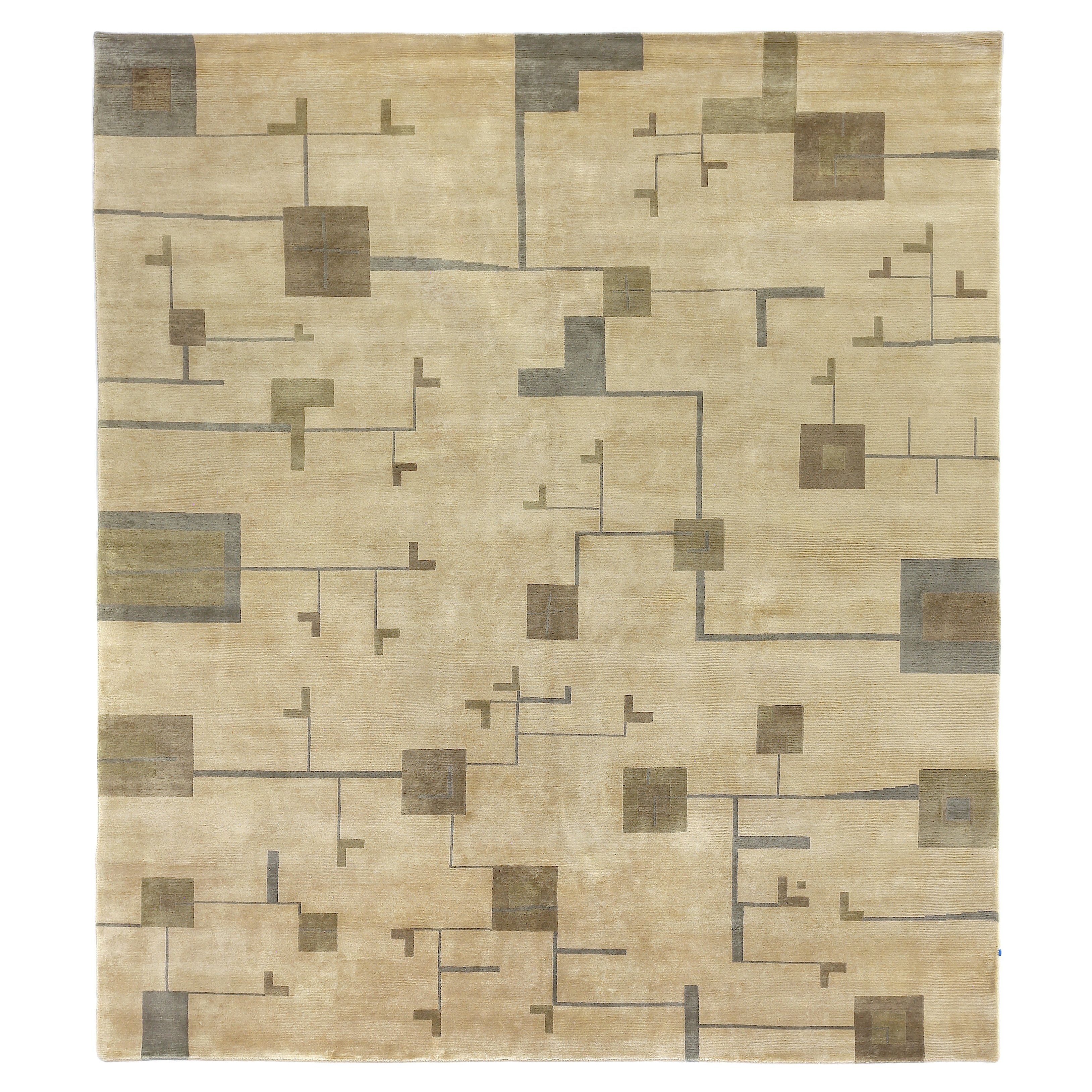 Contemporary hand-knotted New Zealand Wool Light Green/Gold Area Rug - 9' x 12'