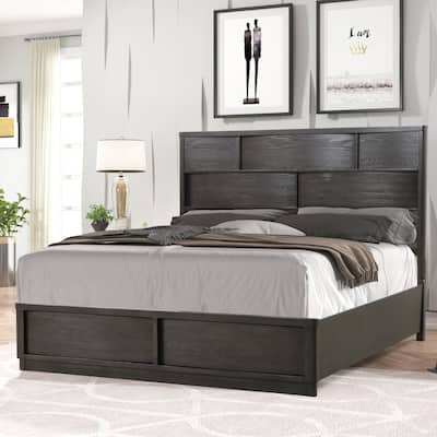 Roundhill Furniture Belani Wood Panel Bed, Espresso