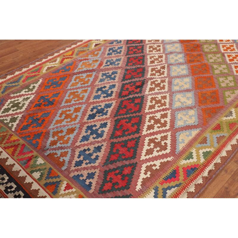 Reversible Kilim Qashqai Vegetable Dye Persian Vintage Wool Carpet - 5'0"x 9'0"