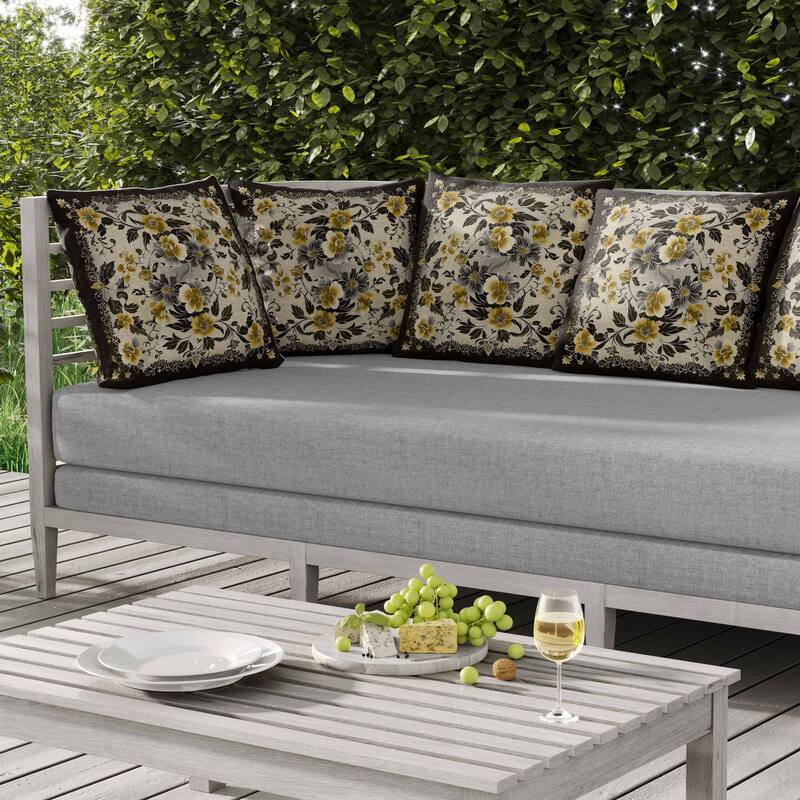 Flower Hub Indoor/Outdoor Reversible Throw Pillow Black and Green