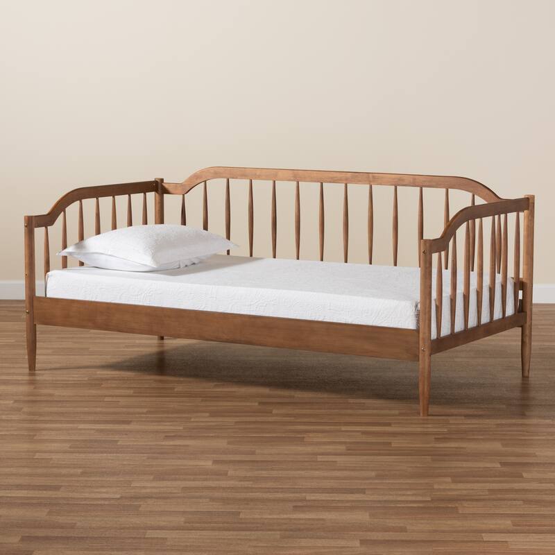 Parson Classic Mid-Century Modern Walnut Brown Wood Daybed-Twin